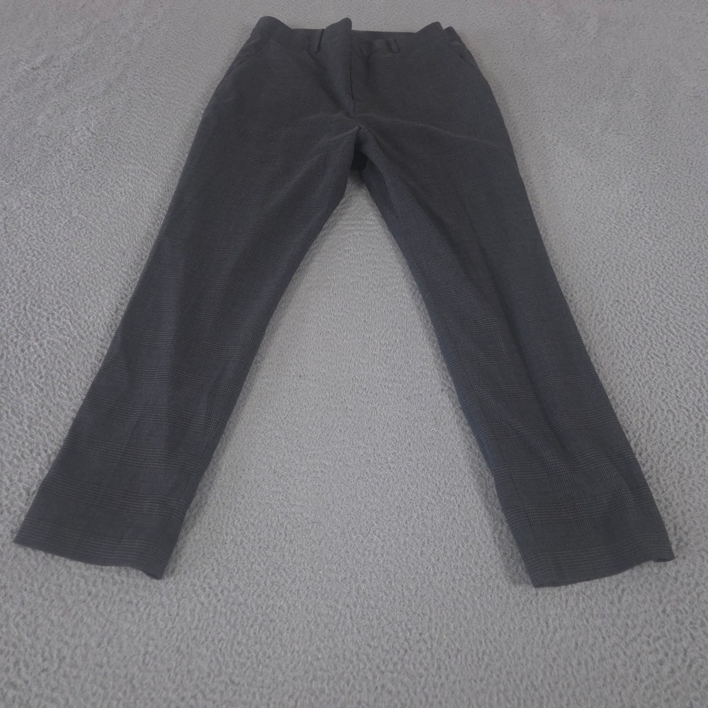 Uniqlo Pants Mens L Grey Glen Check Plaid EZY Ankle Tapered Stretch Workwear